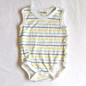 rabbit + bear striped organic cotton tank top bodysuit 3-6 months baby boy